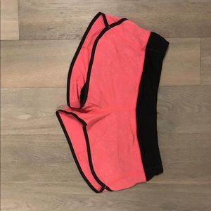 Lululemon neon pink shorts with black trim